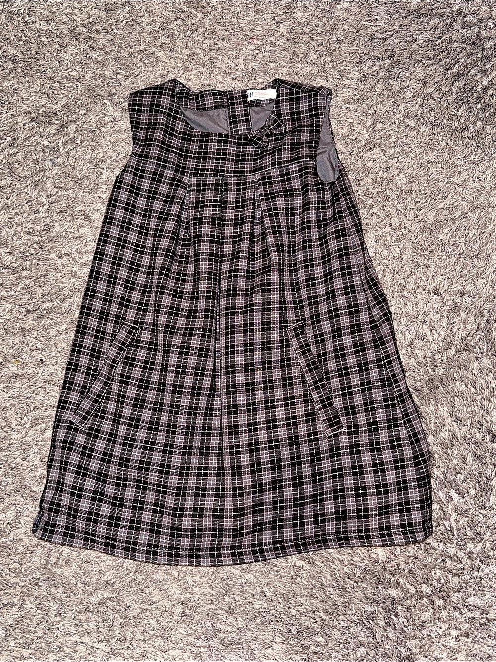 H&M Girls Plaid Dress in Black & Pink Size 6-7Y